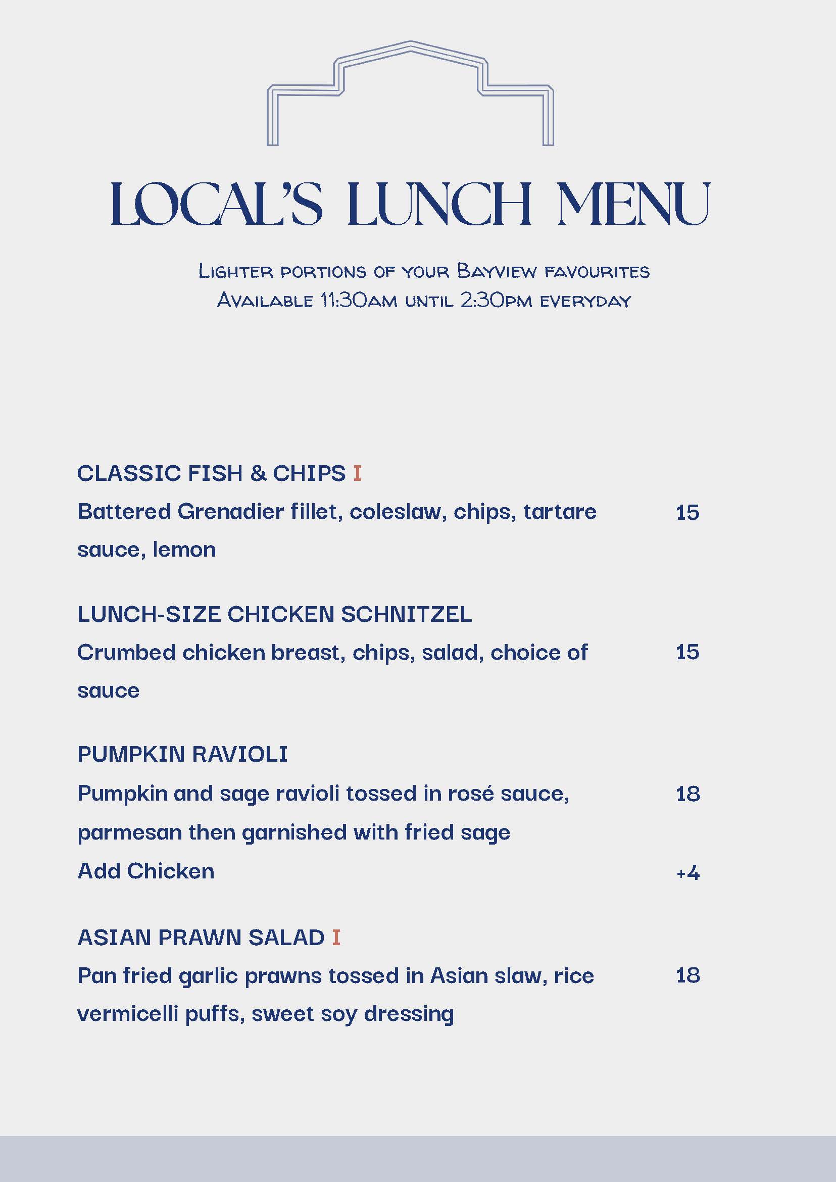 Local's Lunch Menu